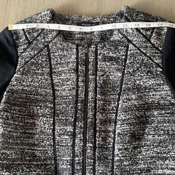 Ann Taylor Chic Black/Gray Wool Blend Tweed Jacket Blazer Career Women’s Size 6 - Picture 5 of 14